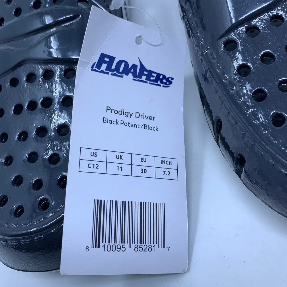 Floafers Kids C12 Black Prodigy Driver Patent Foam Loafers NWT